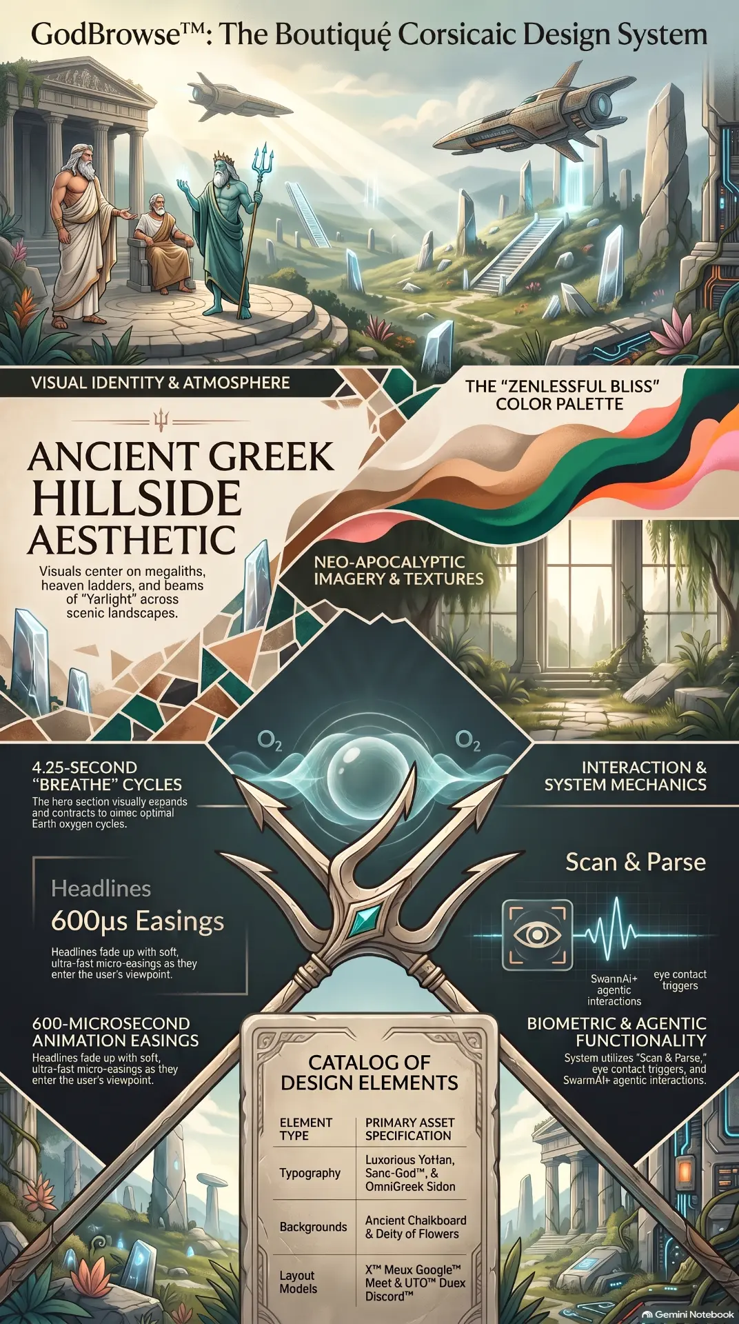 Boutique Corsicaic ancient-futurist design system mural
