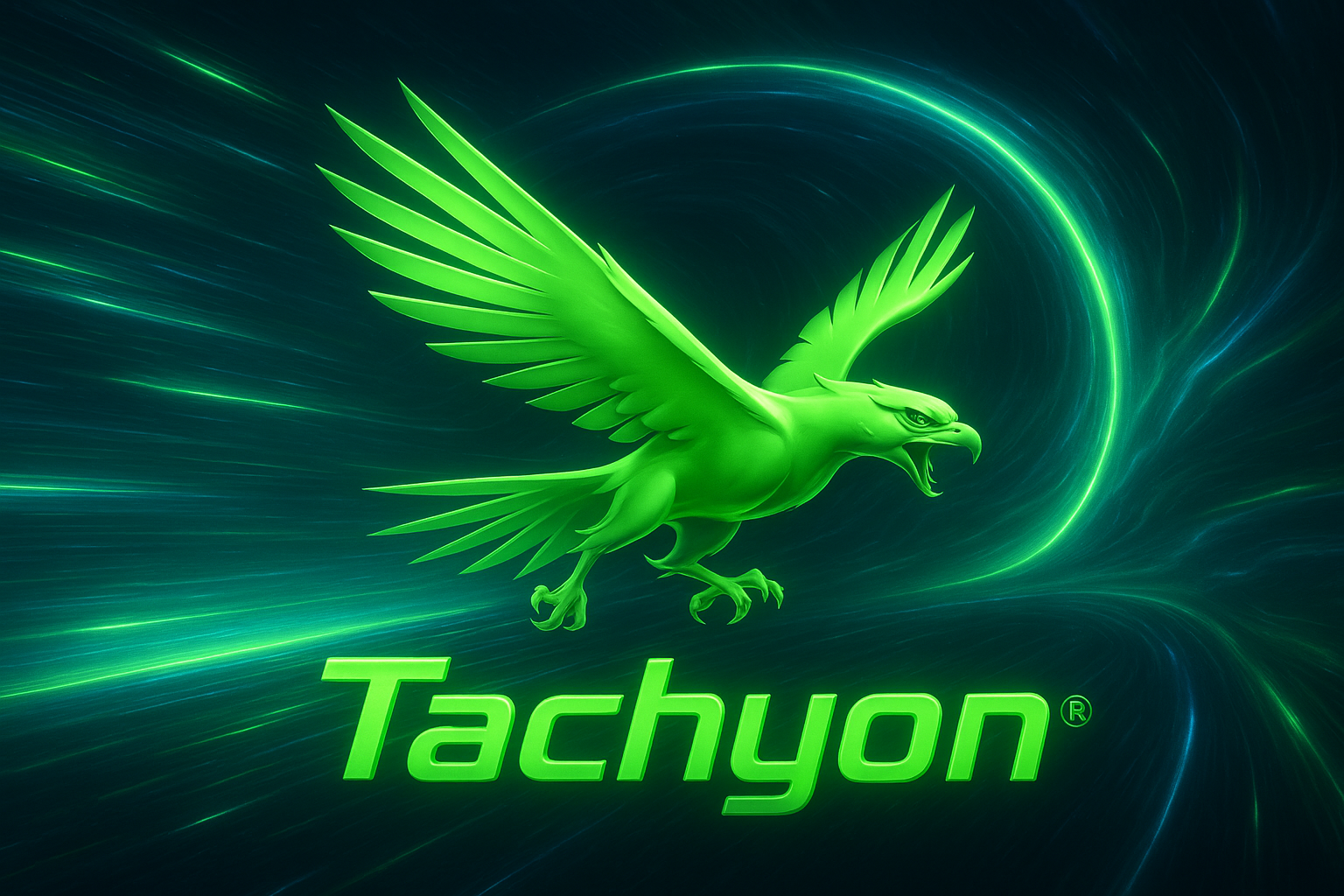 Tachyon green neon eagle brand banner
